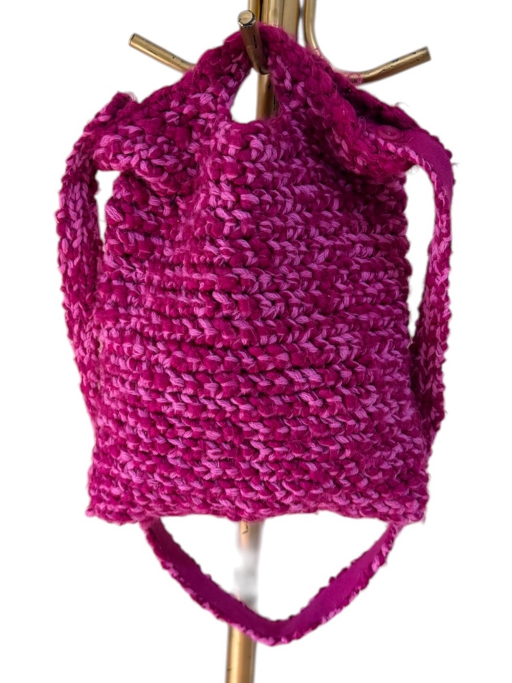 Vintage GAP Pink Crochet Knit Crossbody Bag Y2K Boho Festival Shoulder Purse - Picture 2 of 11